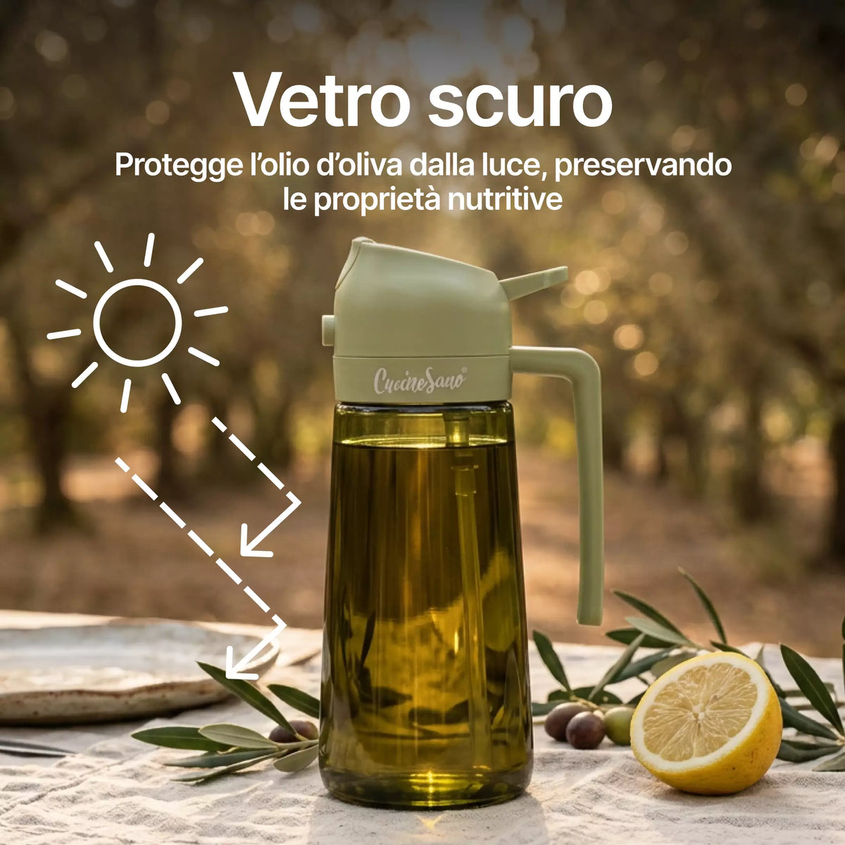 Spruzzino Olio BIG - Doppia erogazione con vetro oscurato protezione qualità