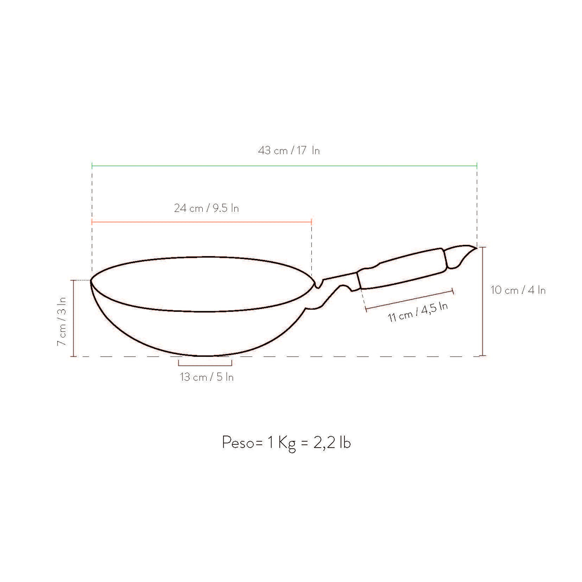 Wok 24 cm antiaderente