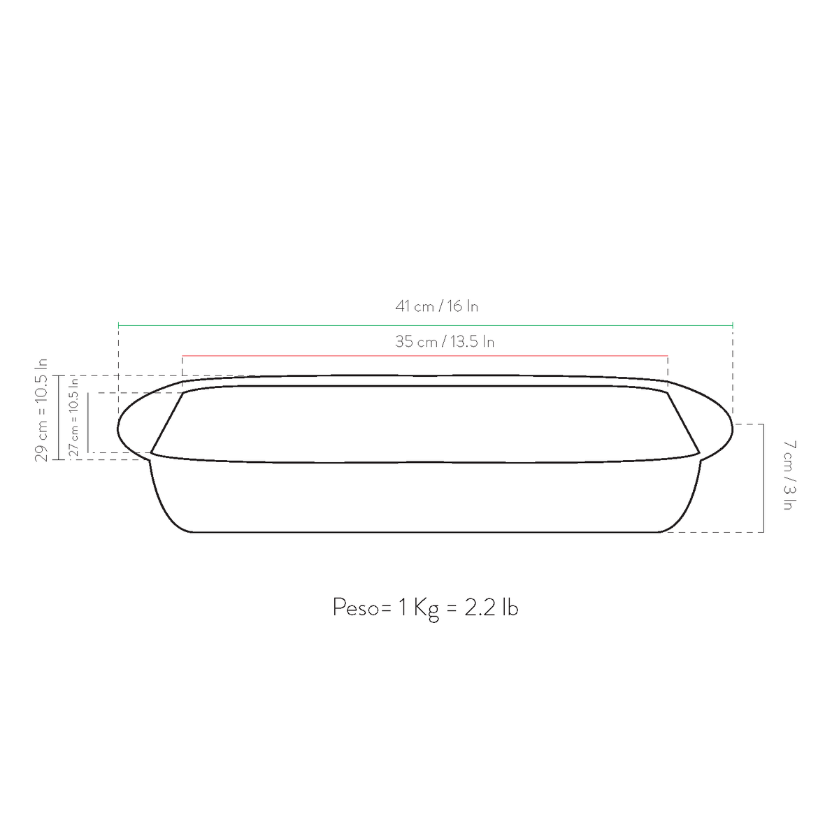 Teglia da forno grande 35x27x7cm